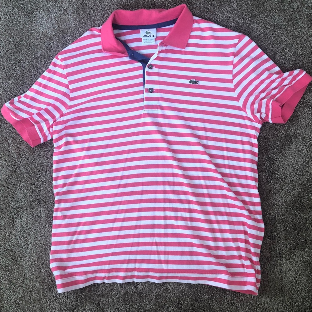 Lacoste polo - pink & white - size 6 - Like New!!